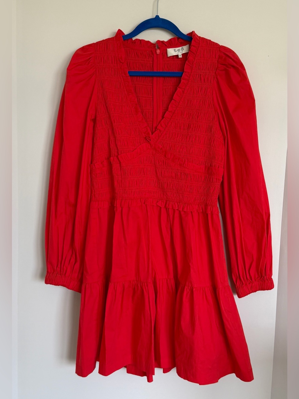 Sea New York “Gaia” Scarlet Smocked Dress, Size 10 - EUC - Picture 4 of 13